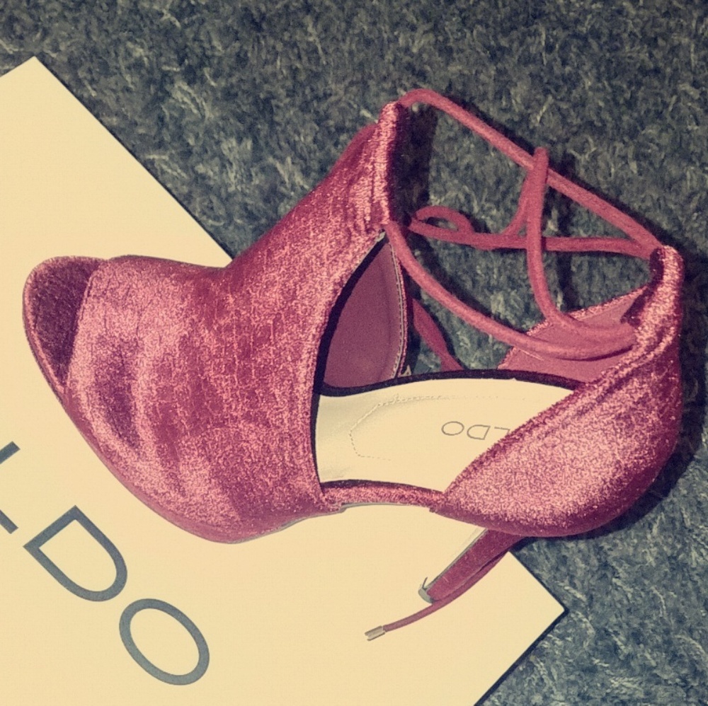 Aldo strapped velvet heels